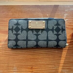 Kate Spade Black and Cream Heart Pattern Wallet